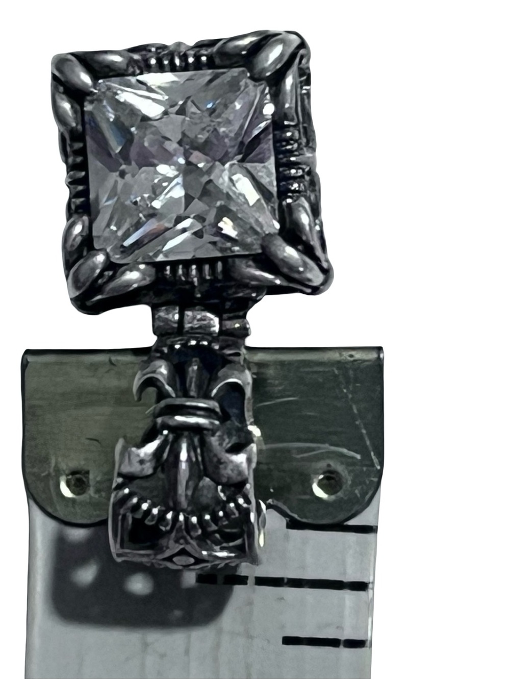 Vtg Silpada Uptown Sterling Silver Square CZ Fleur de Lis Pendant S0979 6.3g - Picture 9 of 16